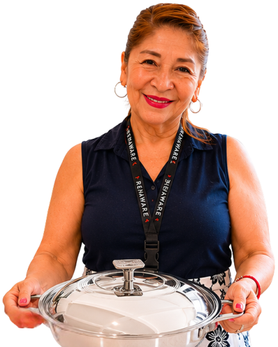 Dora Tawara distribuidora autorizada Rena Ware con olla grande de acero inoxidable quirúrgico con garantía de por vida